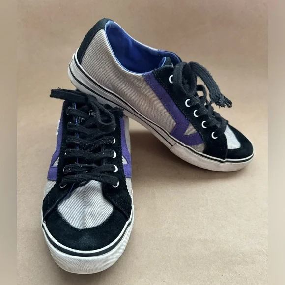 Vans Purple & Black & Tan Old Skool Frayed Laces Canvas Sneakers. Size 8 - Picture 2 of 11